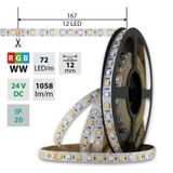 LED strip SMD5050 RGB+WW, 72LED/m, 17,2W/m, 1058lm/m, IP20, DC 24V, 12mm, 50m