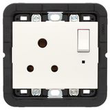Switched 2P+E 5A English outlet white