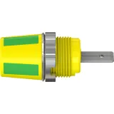 4 mm socket, flat plug connection, mounting Ø 12.2 mm, CAT II, yellow/green, 23.3110-20