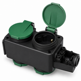 4-Way Rubber Socket Adapter, 16A 250V, 3500W, with Safety Shutters & Hook