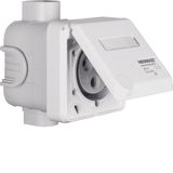 CEE soc. out. 3pole flush-mtd hinged cover 32 A, connecting system, p.