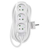 Extension Cord 7 m / 3 sockets / white / PVC / 1 mm2