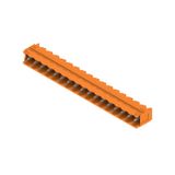 PCB plug-in connector, male header, Dovetails for fixing blocks, THT solder connection, 5.08 mm, Number of poles: 17, 90°, Solder pin length (l): 4.5 mm, tinned, orange, Box