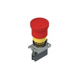 Complete unit with emergency pushbutton, fixing adapter and contacts