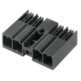 PCB plug-in connector, male header, closed side, Middle flange, THT solder connection, 7.62 mm, Number of poles: 4, 90°, Solder pin length (l): 3.5 mm, tinned, black, Box