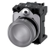 Indicator lights, 22 mm, round, Metal, shiny, clear, lens, smooth, with holder, LED .... 3SU1156-6AA70-1AA0-Z Y11