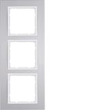 Frame 3gang, B.3, al./p. white matt, al. anodised