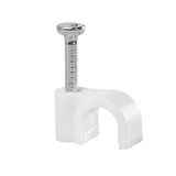FLOP-5 cable holder with nail, round cable ⌀5mm, white, nail: 2x19mm