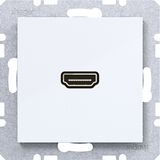 HDMI socket with 90° plug connection, A.x/C.x, light white glass.