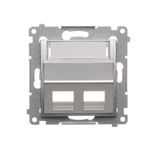 Double angled cover for ITC socket for Keystone, (module), Silver matt, metalic