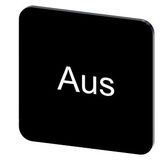 Labeling plate 22 x 22 mm, label black, labeling: Aus