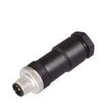 Field attachable connector, M12