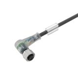 Sensor/actuator line, One end without connector, M12, Number of poles : 4, 10 m, Socket, angled, Shielded: No, LED: Yes, Sheath material: PUR, Halogen: No