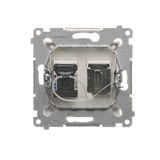 Single-pole switch + two-pole switch - 2 push buttons, 16AX, champagne matt