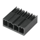 PCB plug-in connector, male header, closed side, THT/THR solder connection, 7.62 mm, Number of poles: 4, 90°, Solder pin length (l): 2.6 mm, tinned, black, Tape