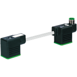 M12 male on top A-cod./ double valve BI-11mm PUR 3x0.75 gy+drag-ch 0m