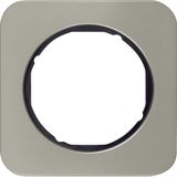 Frame 1gang, R.1, stainless steel/black