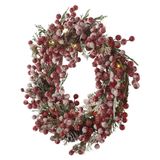Decorated LED Christmas wreath, 38 cm, 3x AA, indoor, warm white, timer