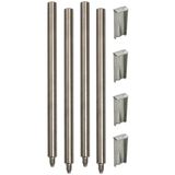 SET of base support rods 4x 16x200 mm StSt for four-legged stand