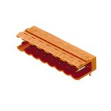 PCB plug-in connector, male header, open side, THT solder connection, 5.00 mm, Number of poles: 3, 90°, Solder pin length (l): 3.2 mm, tinned, orange, Box