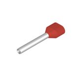 Wire-end ferrule, Twin wire-end ferrule, 21 mm, 14 mm, red