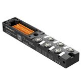 Sensor-actuator passive distributor, M8, LED: Yes, Number of poles: 4, Number of contact sockets: 6