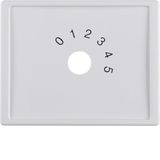 Centre plate imprint "0-1-2-3-4-5" f. small sound system, arsys, p.whi