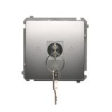 Roller blond switch with key, Silver matt, metalic, 5A