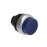 Illuminated button actuator, spring return Ø22mm Platinum series chromed plastic, extended, blue