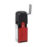 Limit switch, K series, key operated, 1 bottom cable entry. Dimensions to EN 50047, plastic body, contacts 2NC slow action. Angled key