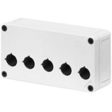 Polystyrene push-button enclosure 94x180x57, 5 holes Ø 22