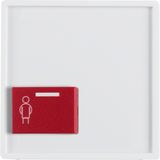 Central part with red call button at the bottom, Berker Q.x, white, velvet