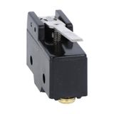 Plastic micro switch, K series, metal lever. 5mmM/2.13in long flat lever. Contacts 1NO/NC. Screw terminalsS