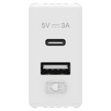USB CHARGER - A+C TYPE -  3A - WHITE - SYSTEM