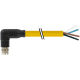 M8 male 90° A-cod. snap-in with cable PUR 4x0.25 ye +drag ch. 3.2m