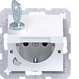 SCHUKO wall socket, single-wall + locking, plug-in type, A.x/C.x light white glass
