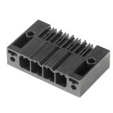 PCB plug-in connector, male header, Flange, THT/THR solder connection, 7.62 mm, Number of poles: 2, 90°, Solder pin length (l): 2.6 mm, tinned, black, Box