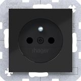 Wall socket earth pin, Safety Plus, plug-in type, A.x/C.x, black glass