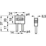 Jumper, pitch 14 mm, 60 V, 25 A, gold-plated, gray, 24.0004-28