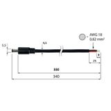Power connector - plug free end (AWG 18/0.82 mm2) black max. 8 A 340 mm