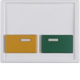 Centre plate green + yellow button, arsys, p. white glossy