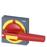 handle with masking plate EMERGENCY-STOP size 100x 100, for shaft 10x 10, test-0-I, handle size