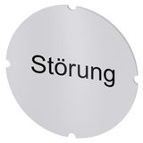Inscription plate for illuminated pushbutton, round, milky, labeling: Störung