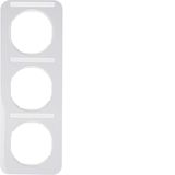 Frame 3gang vert., lab. field, R.1, p. white glossy