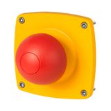 Wall-mounting emergency stop push-button 84x84, palm push-button Ø 50, big dome, momentary, red