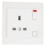 EARTH SOCKET W/SWITCH (BRITISH TYPE) WHITE