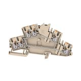 Double-tier terminal, PUSH IN, 2.5 mm², 800 V, 22 A, dark beige