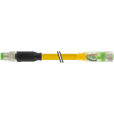 M8 male 0° / M8 female 0° A-cod. LED PUR 3x0.25 ye 0.8m