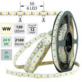 LED strip SMD5050 WW, 120LED/m, 28,8W/m, 2160lm/m, IP20, DC 24V, 12mm, 5m