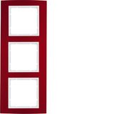 Frame 3gang, B.3, al. red/p. white matt, al. anodised